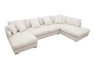 Rossita Lyx 5-seters høyrevendt U-formet ekstra dyp sofa med divan og sjeselong i manchester - Offwhite - Møbler - Sofaer - U-sofa