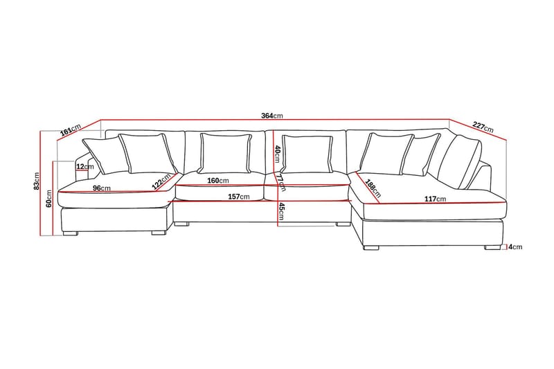 Rossita Lyx 5-seters høyrevendt U-formet ekstra dyp sofa med divan og sjeselong i manchester - Taupe - Møbler - Sofaer - U-sofa
