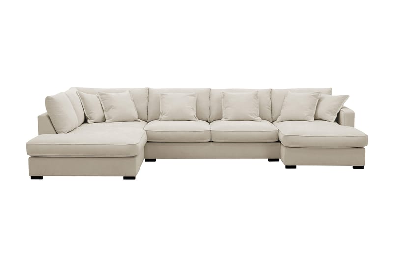 Rossita Lyx 5-seters høyrevendt U-formet ekstra dyp sofa med divan og sjeselong i stoff, Beige
