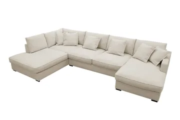 Rossita Lyx 5-seters høyrevendt U-formet ekstra dyp sofa med divan og sjeselong i stoff - Beige - Møbler - Sofaer - U-sofa