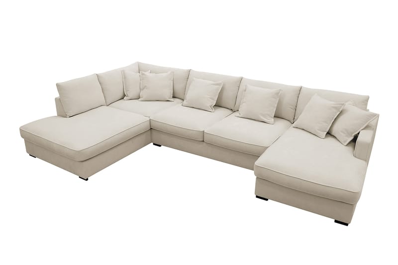 Rossita Lyx 5-seters høyrevendt U-formet ekstra dyp sofa med divan og sjeselong i stoff - Beige - Møbler - Sofaer - U-sofa