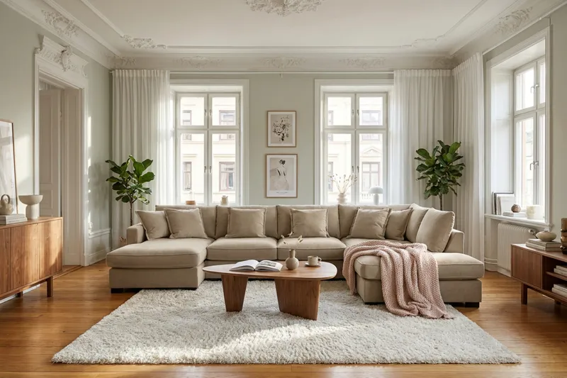 Rossita Lyx 5-seters høyrevendt U-formet ekstra dyp sofa med divan og sjeselong i stoff - Brun - Møbler - Sofaer - U-sofa