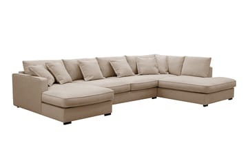 Rossita Lyx 5-seters høyrevendt U-formet ekstra dyp sofa med divan og sjeselong i stoff - Lysebrun - Møbler - Sofaer - U-sofa