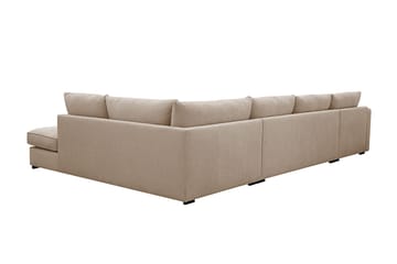 Rossita Lyx 5-seters høyrevendt U-formet ekstra dyp sofa med divan og sjeselong i stoff - Lysebrun - Møbler - Sofaer - U-sofa