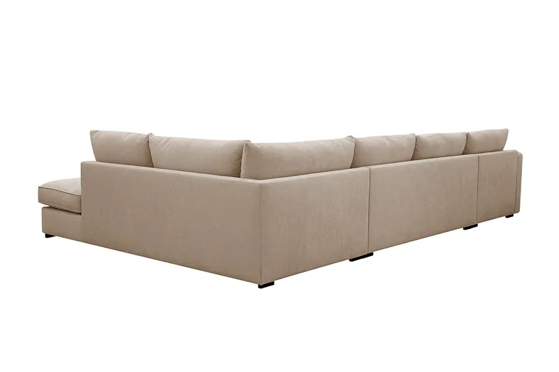 Rossita Lyx 5-seters høyrevendt U-formet ekstra dyp sofa med divan og sjeselong i stoff - Lysebrun - Møbler - Sofaer - U-sofa