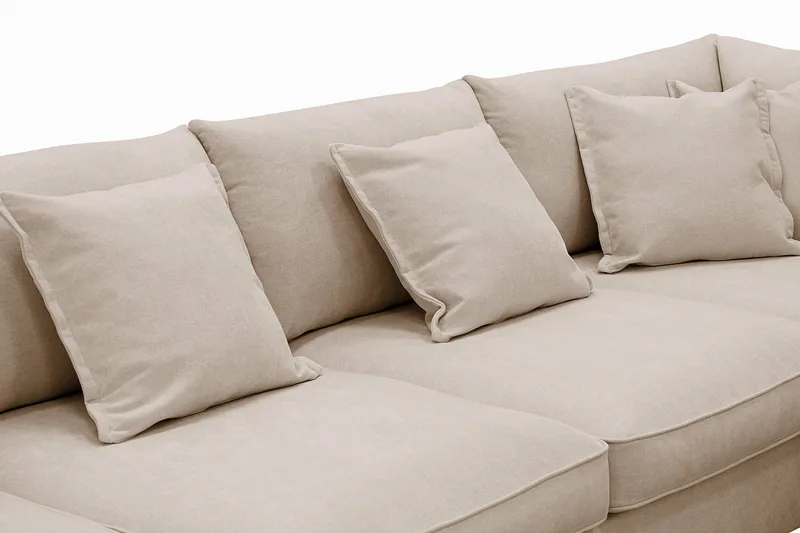 Rossita Lyx 5-seters høyrevendt U-formet ekstra dyp sofa med divan og sjeselong i stoff - Lysebrun - Møbler - Sofaer - U-sofa