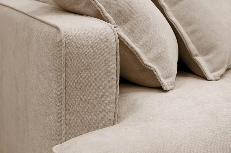 Rossita Lyx 5-seters høyrevendt U-formet ekstra dyp sofa med divan og sjeselong i stoff - Lysebrun - Møbler - Sofaer - U-sofa