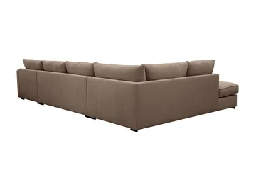 Rossita Lyx 5-seters høyrevendt U-formet ekstra dyp sofa med divan og sjeselong i stoff - Mørkebrun - Møbler - Sofaer - U-sofa