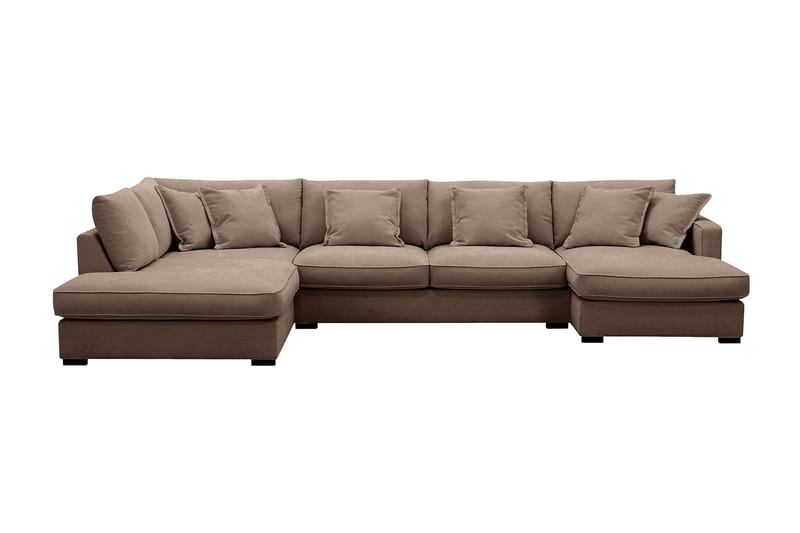 Rossita Lyx 5-seters høyrevendt U-formet ekstra dyp sofa med divan og sjeselong i stoff - Mørkebrun - Møbler - Sofaer - U-sofa