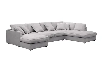 Rossita Lyx 5-seters venstrevendt U-formet ekstra dyp sofa med divan og sjeselong i chenille - Grå - Møbler - Sofaer - U-sofa