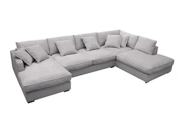 Rossita Lyx 5-seters venstrevendt U-formet ekstra dyp sofa med divan og sjeselong i chenille - Grå - Møbler - Sofaer - U-sofa
