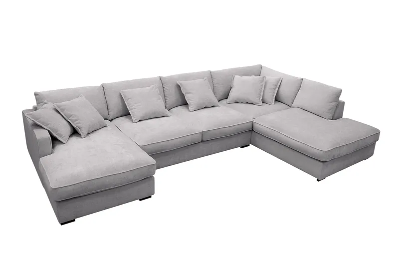 Rossita Lyx 5-seters venstrevendt U-formet ekstra dyp sofa med divan og sjeselong i chenille - Grå - Møbler - Sofaer - U-sofa