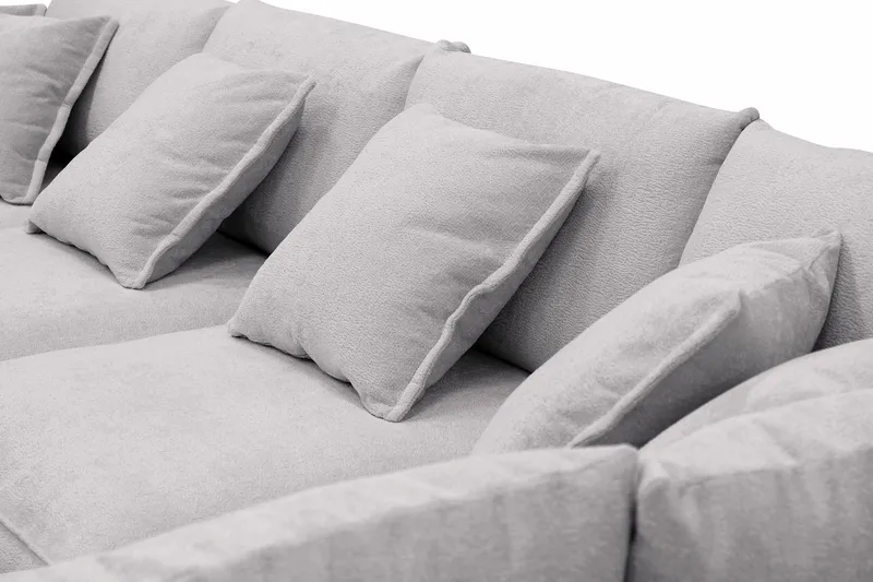 Rossita Lyx 5-seters venstrevendt U-formet ekstra dyp sofa med divan og sjeselong i chenille - Grå - Møbler - Sofaer - U-sofa