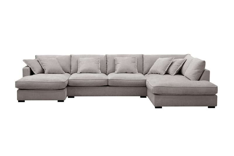 Rossita Lyx 5-seters venstrevendt U-formet ekstra dyp sofa med divan og sjeselong i chenille - Grå/Brun - Møbler - Sofaer - U-sofa