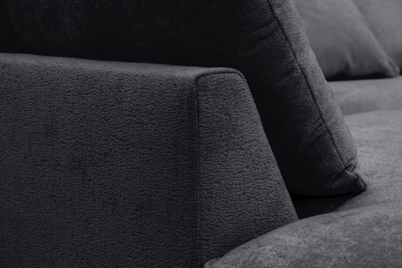 Rossita Lyx 5-seters venstrevendt U-formet ekstra dyp sofa med divan og sjeselong i chenille - Svart - Møbler - Sofaer - U-sofa