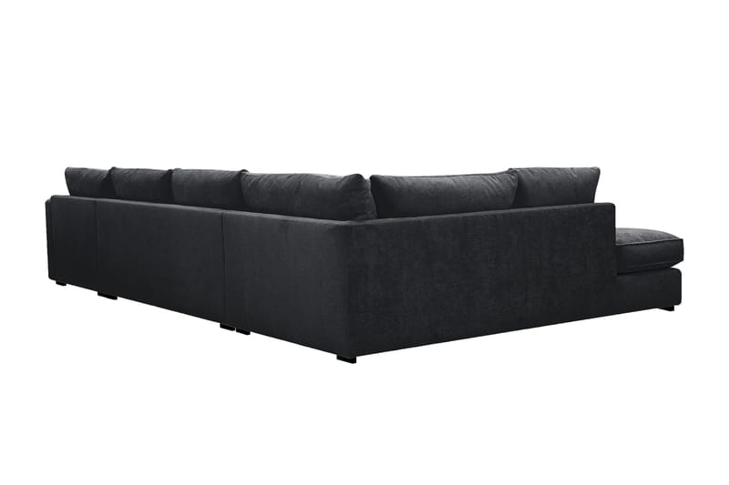 Rossita Lyx 5-seters venstrevendt U-formet ekstra dyp sofa med divan og sjeselong i chenille - Svart - Møbler - Sofaer - U-sofa
