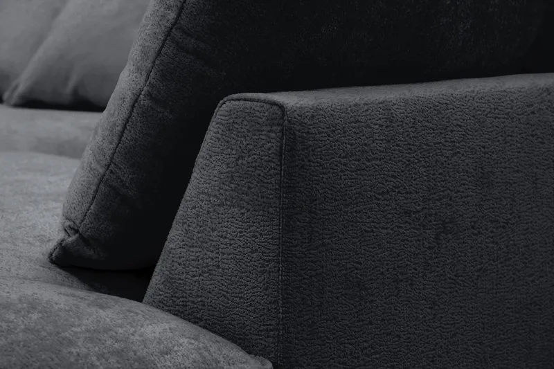 Rossita Lyx 5-seters venstrevendt U-formet ekstra dyp sofa med divan og sjeselong i chenille - Svart - Møbler - Sofaer - U-sofa