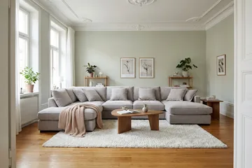 Rossita Lyx 5-seters venstrevendt U-formet ekstra dyp sofa med divan og sjeselong i chenille - Trenza 08, Grå/Brun Chenille - Møbler - Sofaer - U-sofa