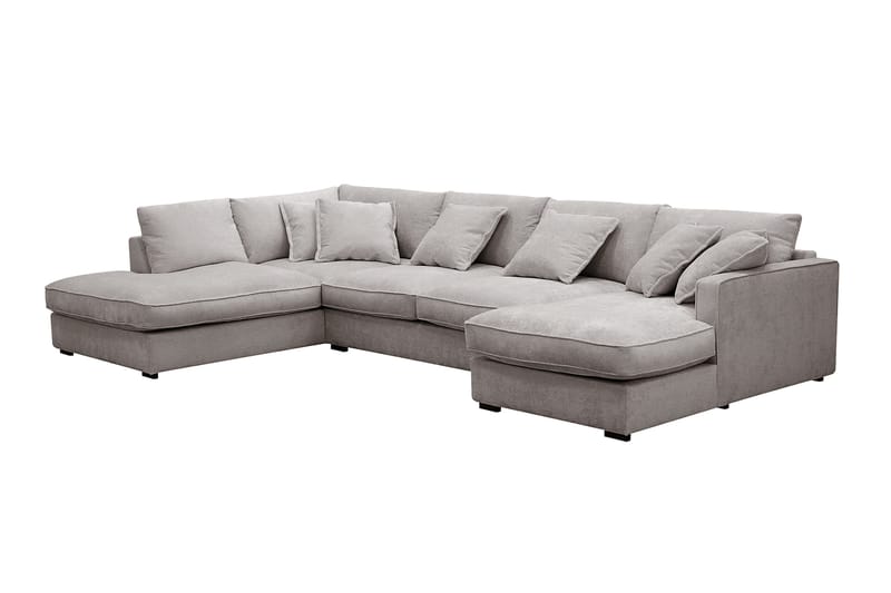 Rossita Lyx 5-seters venstrevendt U-formet ekstra dyp sofa med divan og sjeselong i chenille - Trenza 08, Grå/Brun Chenille - Møbler - Sofaer - U-sofa