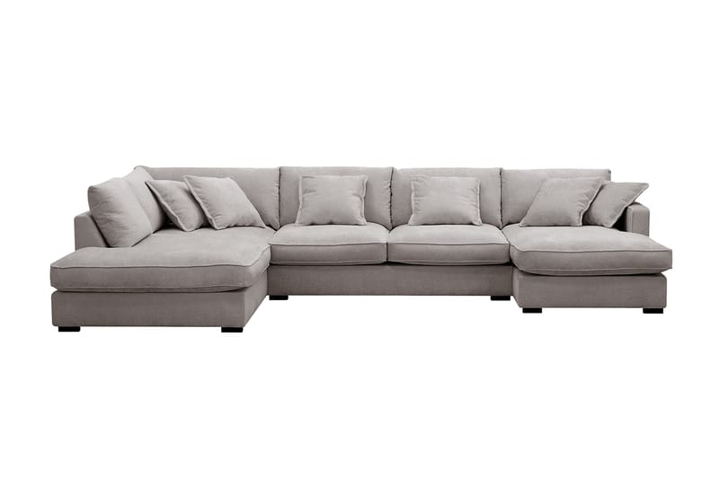 Rossita Lyx 5-seters venstrevendt U-formet ekstra dyp sofa med divan og sjeselong i chenille, Trenza 08, Grå/Brun Chenille