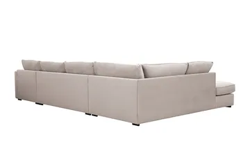 Rossita Lyx 5-seters venstrevendt U-formet ekstra dyp sofa med divan og sjeselong i fløyel - Beige - Møbler - Sofaer - Fløyelssofaer