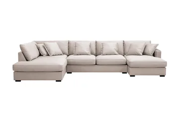 Rossita Lyx 5-seters venstrevendt U-formet ekstra dyp sofa med divan og sjeselong i fløyel - Beige - Møbler - Sofaer - Fløyelssofaer