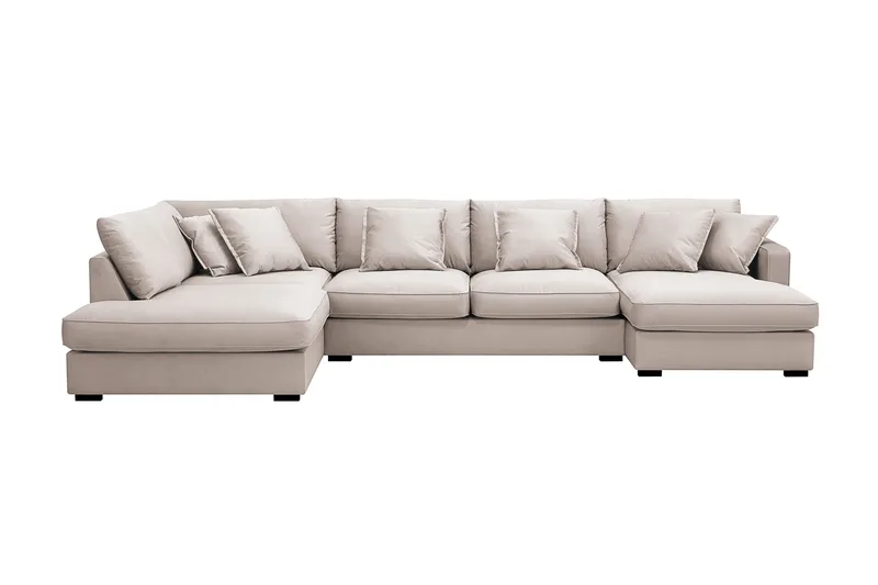 Rossita Lyx 5-seters venstrevendt U-formet ekstra dyp sofa med divan og sjeselong i fløyel - Beige - Møbler - Sofaer - Fløyelssofaer