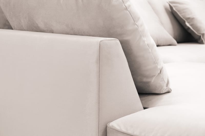 Rossita Lyx 5-seters venstrevendt U-formet ekstra dyp sofa med divan og sjeselong i fløyel - Beige - Møbler - Sofaer - Fløyelssofaer