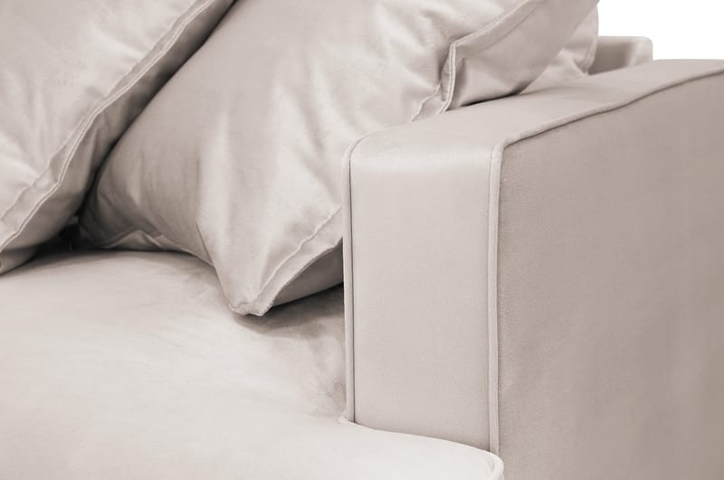 Rossita Lyx 5-seters venstrevendt U-formet ekstra dyp sofa med divan og sjeselong i fløyel - Beige - Møbler - Sofaer - Fløyelssofaer