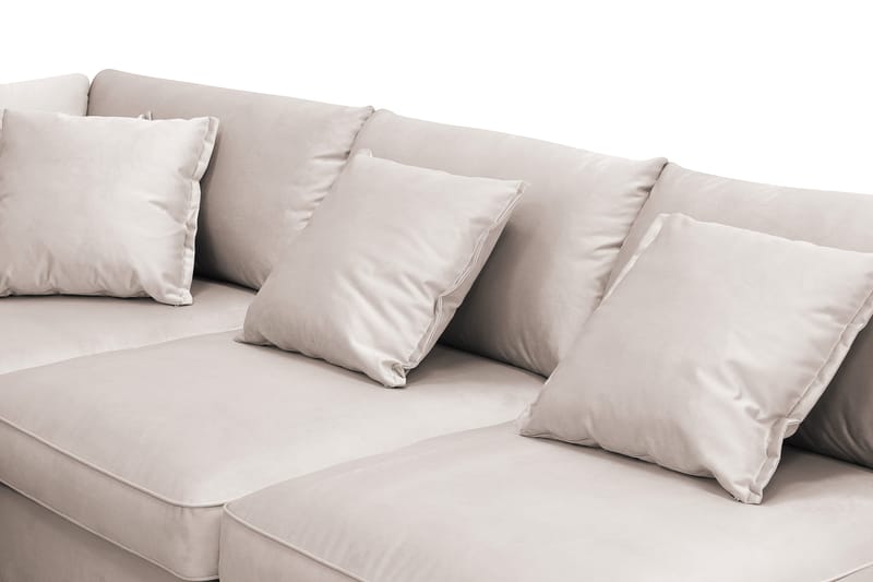 Rossita Lyx 5-seters venstrevendt U-formet ekstra dyp sofa med divan og sjeselong i fløyel - Beige - Møbler - Sofaer - Fløyelssofaer