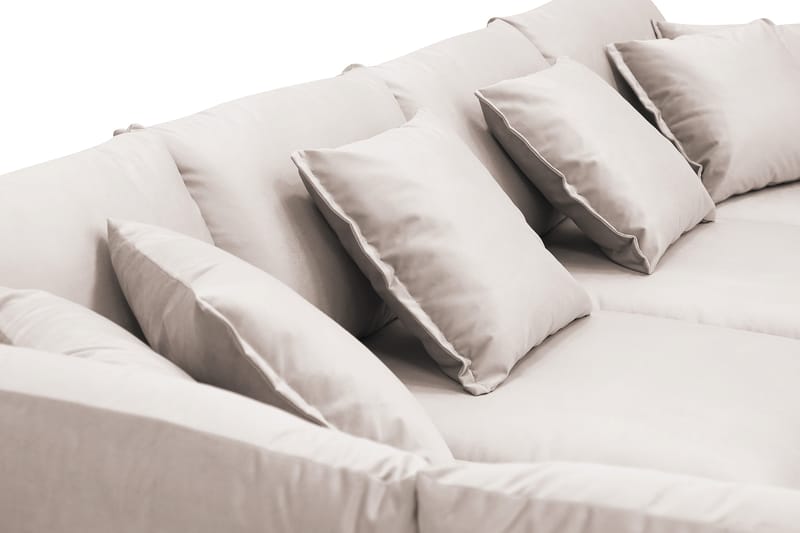 Rossita Lyx 5-seters venstrevendt U-formet ekstra dyp sofa med divan og sjeselong i fløyel - Beige - Møbler - Sofaer - Fløyelssofaer