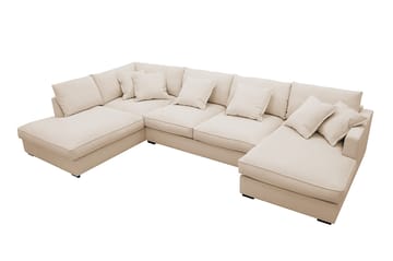 Rossita Lyx 5-seters venstrevendt U-formet ekstra dyp sofa med divan og sjeselong i manchester - Beige - Møbler - Sofaer - U-sofa