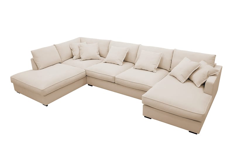 Rossita Lyx 5-seters venstrevendt U-formet ekstra dyp sofa med divan og sjeselong i manchester - Beige - Møbler - Sofaer - U-sofa
