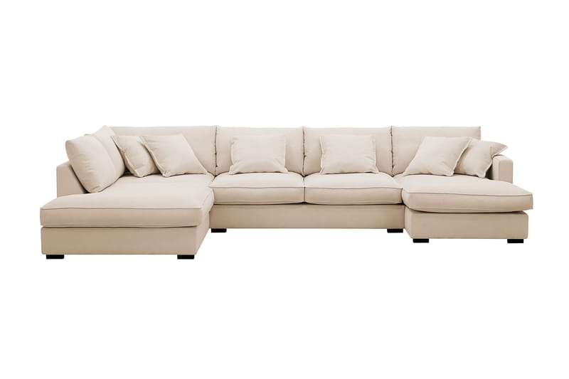 Rossita Lyx 5-seters venstrevendt U-formet ekstra dyp sofa med divan og sjeselong i manchester, Beige