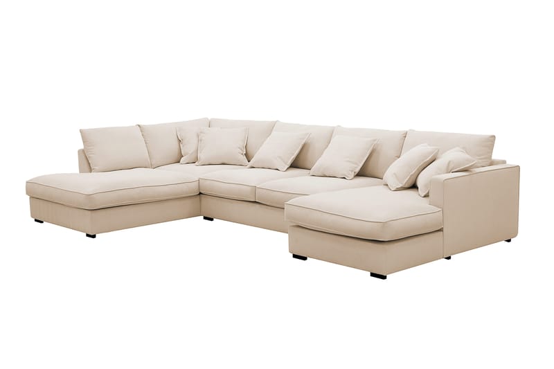 Rossita Lyx 5-seters venstrevendt U-formet ekstra dyp sofa med divan og sjeselong i manchester - Beige - Møbler - Sofaer - U-sofa