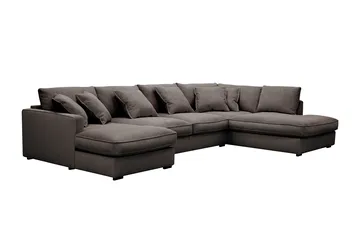 Rossita Lyx 5-seters venstrevendt U-formet ekstra dyp sofa med divan og sjeselong i manchester - Brun - Møbler - Sofaer - U-sofa
