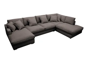 Rossita Lyx 5-seters venstrevendt U-formet ekstra dyp sofa med divan og sjeselong i manchester - Brun - Møbler - Sofaer - U-sofa