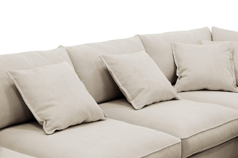 Rossita Lyx 5-seters venstrevendt U-formet ekstra dyp sofa med divan og sjeselong i manchester - Krem - Møbler - Sofaer - U-sofa