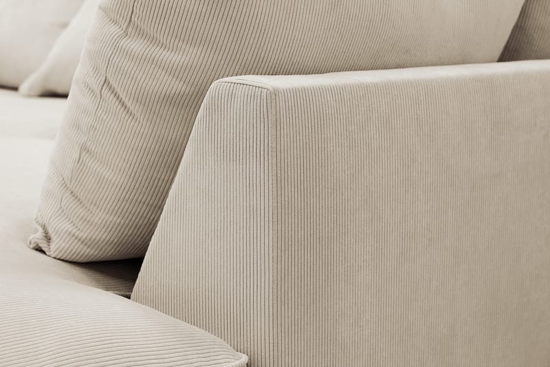 Rossita Lyx 5-seters venstrevendt U-formet ekstra dyp sofa med divan og sjeselong i manchester - Krem - Møbler - Sofaer - U-sofa
