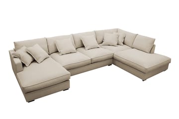 Rossita Lyx 5-seters venstrevendt U-formet ekstra dyp sofa med divan og sjeselong i manchester - Krem - Møbler - Sofaer - U-sofa