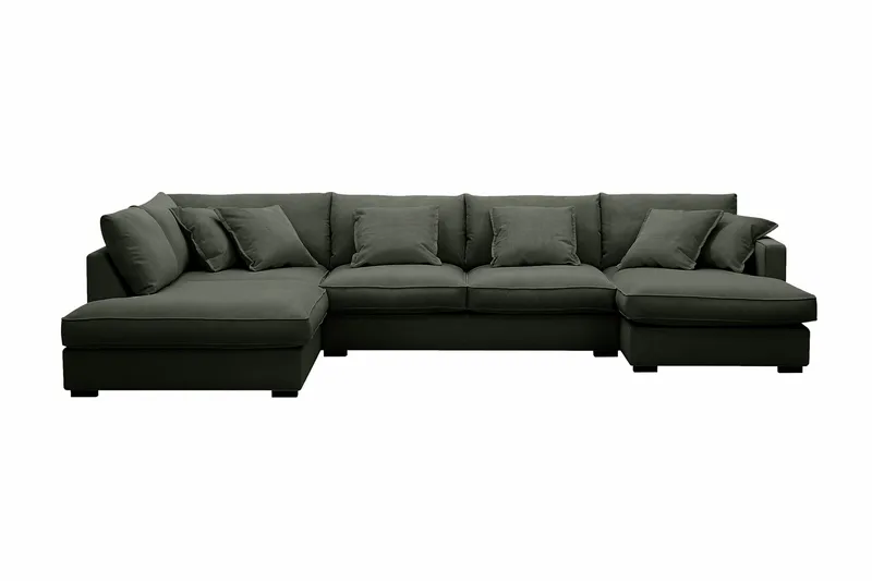 Rossita Lyx 5-seters venstrevendt U-formet ekstra dyp sofa med divan og sjeselong i manchester, Mørkegrønn