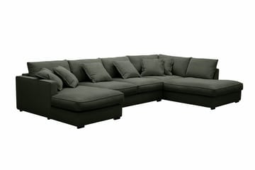 Rossita Lyx 5-seters venstrevendt U-formet ekstra dyp sofa med divan og sjeselong i manchester - Mørkegrønn - Møbler - Sofaer - U-sofa