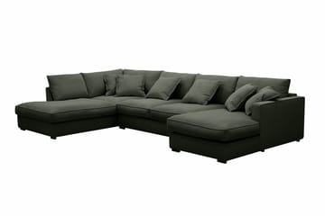 Rossita Lyx 5-seters venstrevendt U-formet ekstra dyp sofa med divan og sjeselong i manchester - Mørkegrønn - Møbler - Sofaer - U-sofa