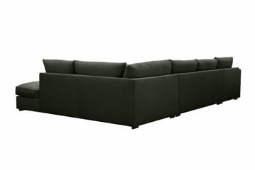 Rossita Lyx 5-seters venstrevendt U-formet ekstra dyp sofa med divan og sjeselong i manchester - Mørkegrønn - Møbler - Sofaer - U-sofa