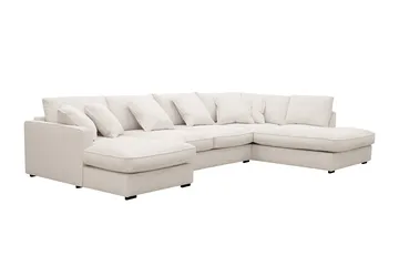 Rossita Lyx 5-seters venstrevendt U-formet ekstra dyp sofa med divan og sjeselong i manchester - Naturhvit - Møbler - Sofaer - U-sofa