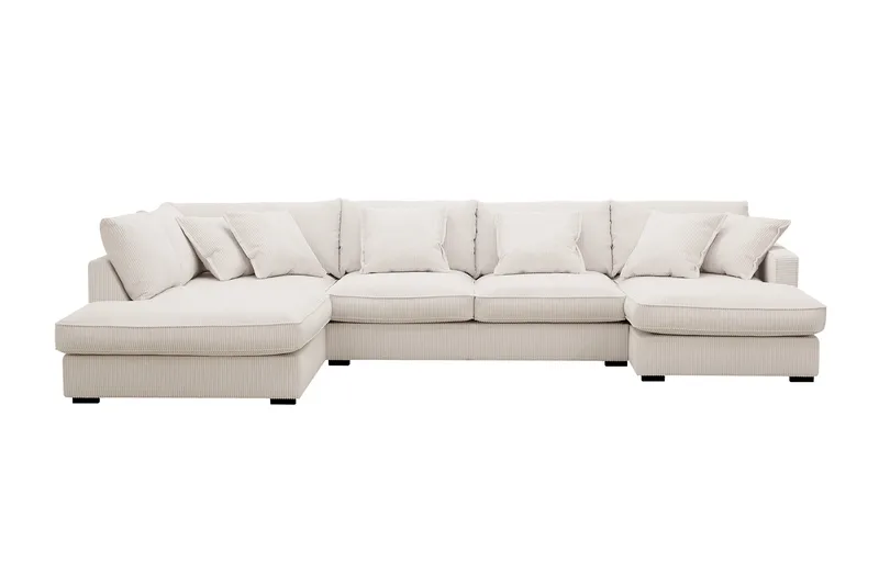 Rossita Lyx 5-seters venstrevendt U-formet ekstra dyp sofa med divan og sjeselong i manchester, Offwhite