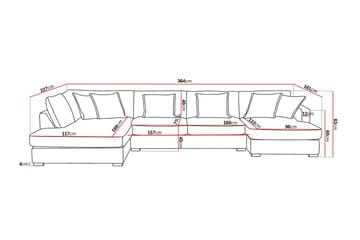 Rossita Lyx 5-seters venstrevendt U-formet ekstra dyp sofa med divan og sjeselong i manchester - Offwhite - Møbler - Sofaer - U-sofa