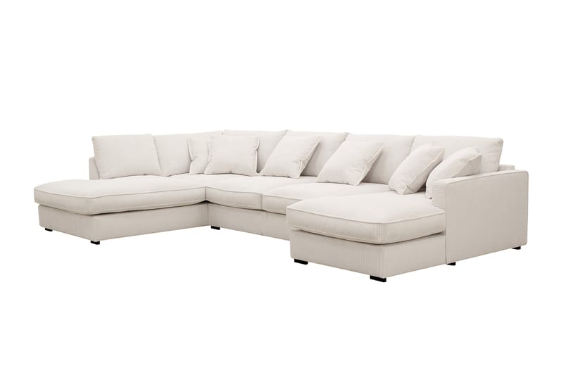 Rossita Lyx 5-seters venstrevendt U-formet ekstra dyp sofa med divan og sjeselong i manchester - Offwhite - Møbler - Sofaer - U-sofa