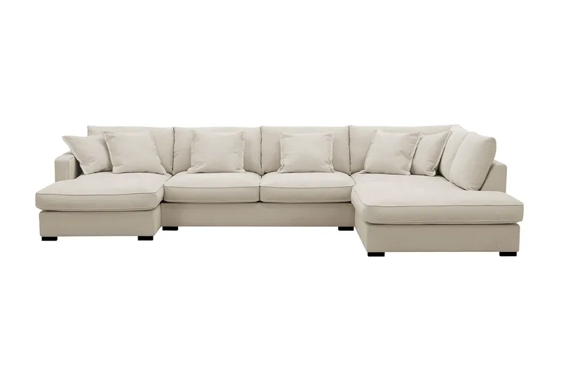 Rossita Lyx 5-seters venstrevendt U-formet ekstra dyp sofa med divan og sjeselong i stoff - Beige - Møbler - Sofaer - U-sofa