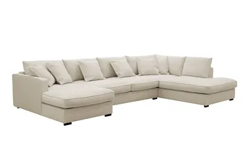Rossita Lyx 5-seters venstrevendt U-formet ekstra dyp sofa med divan og sjeselong i stoff - Beige - Møbler - Sofaer - U-sofa